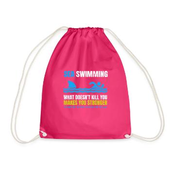 Funny Sea Swimming Shark - Drawstring Bag - fuchsia - Front