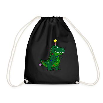 Ugly Christmas Tree Rex Dinocorn - Drawstring Bag - black - Front