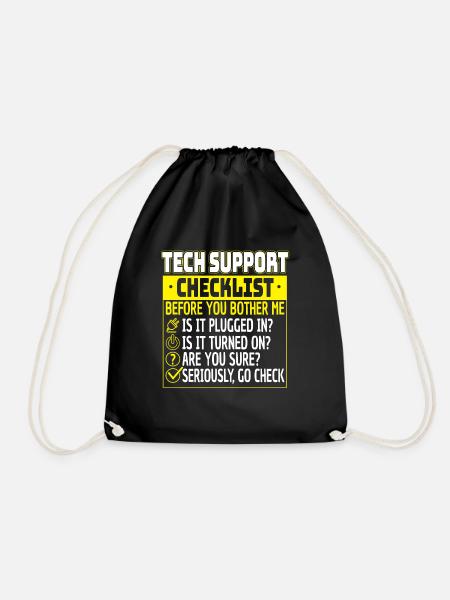 Tech Support Checklist Helpdesk Computer Admin - Turnbeutel - Schwarz