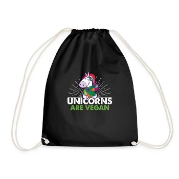 Unicorns are Vegan Einhörner sind Veganer Geschenk - Turnbeutel - Schwarz - Vorne