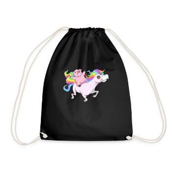 Cochon mignon à cheval sur la licorne - Sac de sport léger - noir - Devant