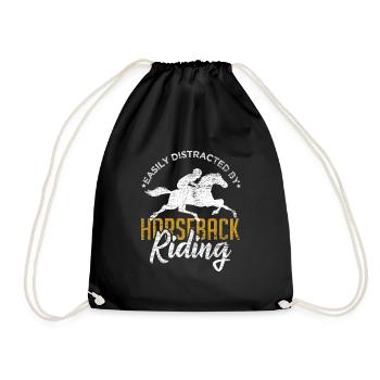horse riding - Drawstring Bag - black - Front