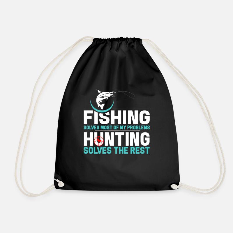Fishing and Hunting - Drawstring Bag - black