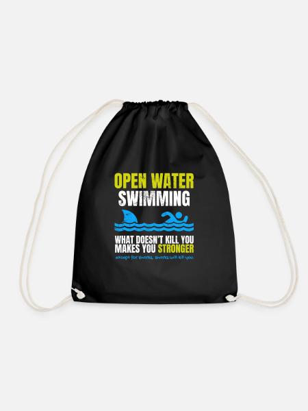 Funny Open Water Swimming Shark - Drawstring Bag - black