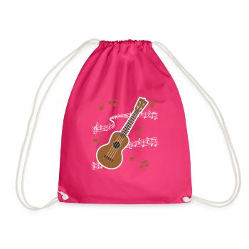 I Like To Play Ukulele - Drawstring Bag - fuchsia - Front