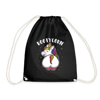 Einhorn Glitzer Hintern Bootycorn Lustig Geschenk - Turnbeutel - Schwarz - Vorne