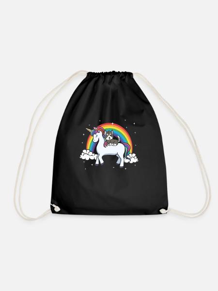 Siberian Husky Hund Regenbogen Einhorn Geschenk - Turnbeutel - Schwarz