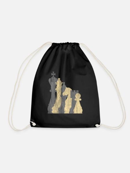 Chess board game - Drawstring Bag - black