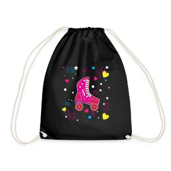 Rollerblade Pink Roller Skates Roller Skating - Drawstring Bag - black - Front