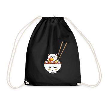 Ramen Cat Kawaii cadeau pour Otakus - Sac de sport léger - noir - Devant