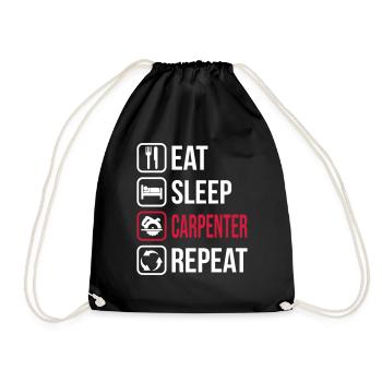 Eat Sleep Carpenter Repeat - Drawstring Bag - black - Front