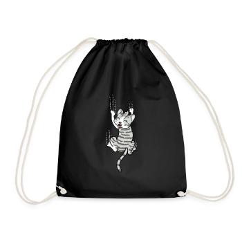 Scratching Cat Scratching Funny Gift - Drawstring Bag - black - Front