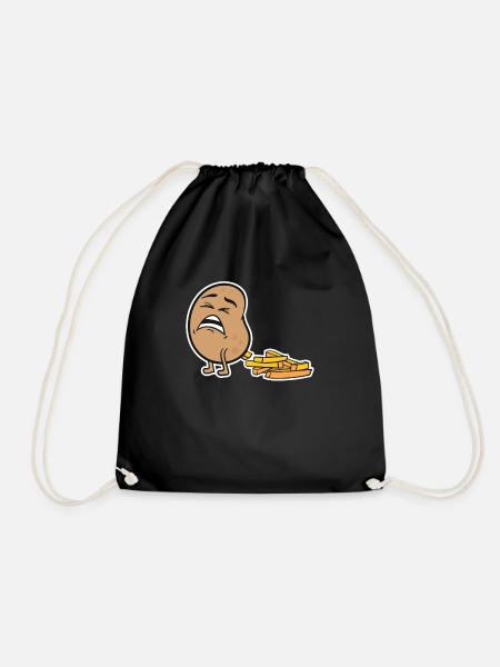 Potato Chips French Fries Funny Gift - Drawstring Bag - black
