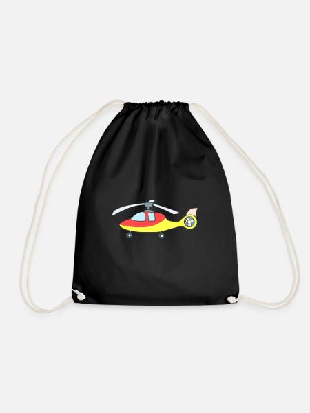 Cartoon Helicopter - Drawstring Bag - black