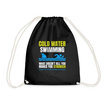 Funny Cold Water Swimming Shark - Drawstring Bag - black - Front