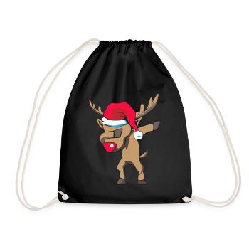 dabbing Rudolph as a gift for Christmas - Drawstring Bag - black - Front