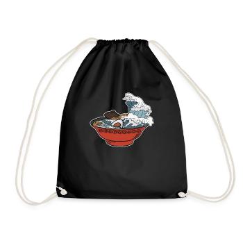 Ramen Nudeln Tsunami Japan Nudelgericht Geschenk - Turnbeutel - Schwarz - Vorne