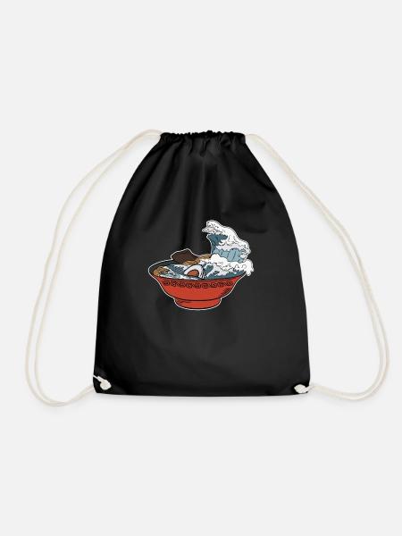 Ramen noodle tsunami Japan pasta dish gift - Drawstring Bag - black