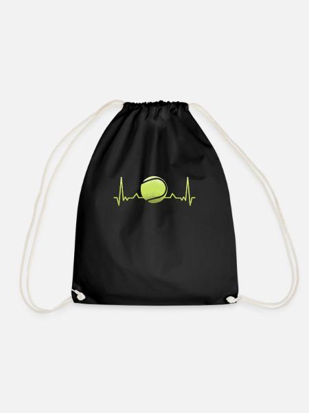 Tennis Herzschlag Sport Schläger Puls Geschenk - Turnbeutel - Schwarz