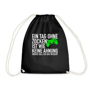 A day without gambling | Gamer gaming gamer - Drawstring Bag - black - Front