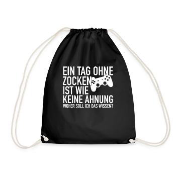A day without gambling | Gamer gaming gamer - Drawstring Bag - black - Front