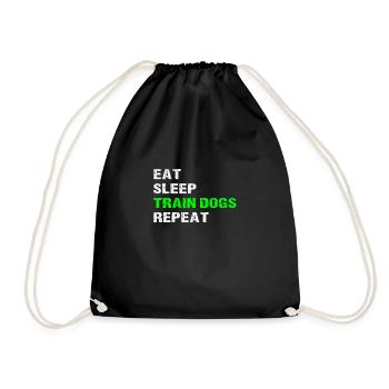Mangez des chiens de train de sommeil répéter le cadeau drôle de dresseur de chien - Sac de sport léger - noir - Devant