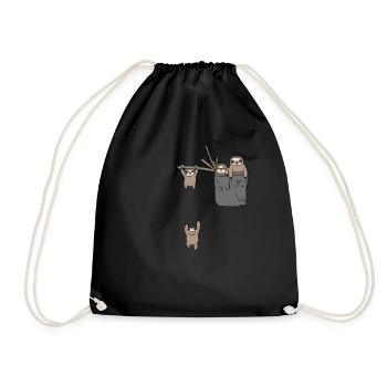 Funny sloths in the bag bag gift - Drawstring Bag - black - Front