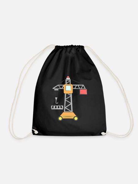 Kran Kinder Baustelle - Turnbeutel - Schwarz