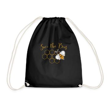 Bee rescue beekeeper honey honey gift - Drawstring Bag - black - Front