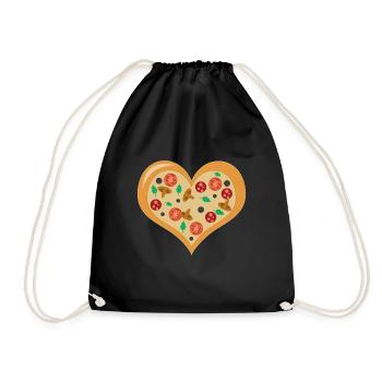 yummy heart pizza - Drawstring Bag - black - Front