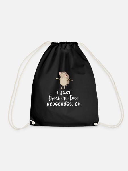 Hedgehog funny saying gift animal hedgehog love - Drawstring Bag - black