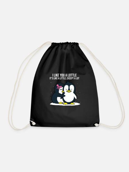 I like you a lottle Pinguin Liebe Paare Geschenk - Turnbeutel - Schwarz