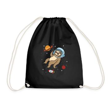 Faultier Astronaut Weltraum Universum Geschenk - Turnbeutel - Schwarz - Vorne