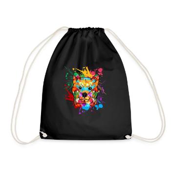 Shiba Inu Dog Splatter Graffiti Splash Cadeau - Sac de sport léger - noir - Devant
