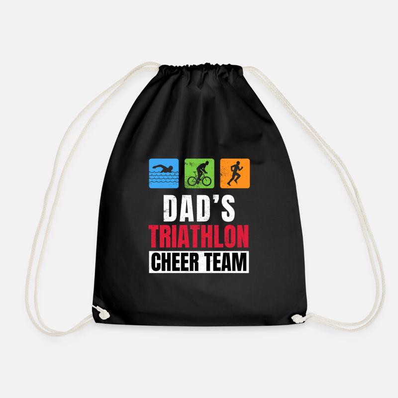 Dads Triathlon Supporters Family Cheer - Drawstring Bag - black