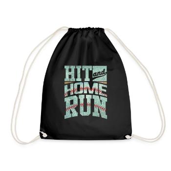 Baseball hit home - Drawstring Bag - black - Front