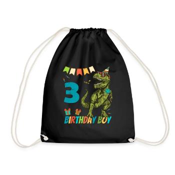 Fête de garçon d'anniversaire pour enfants de 3 ans - Sac de sport léger - noir - Devant