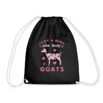 Ziege Ziegen Geschenk Just a Girl who loves Goats - Turnbeutel - Schwarz - Vorne