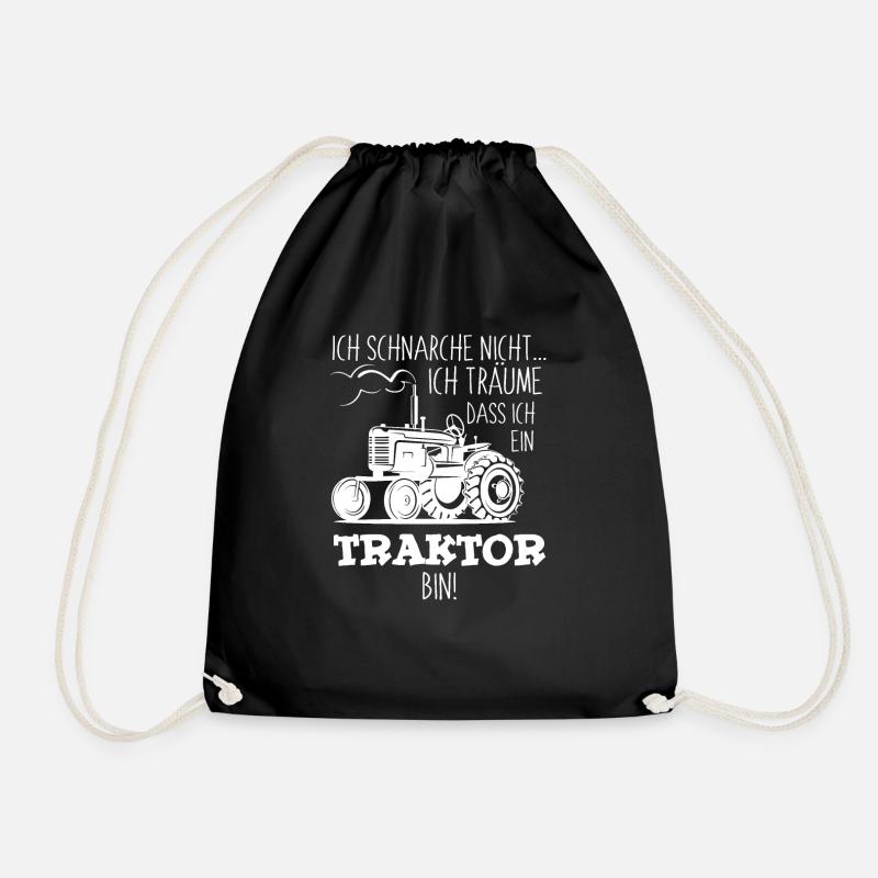 Ich schnarche nicht ich träume ich bin Traktor - Turnbeutel - Schwarz