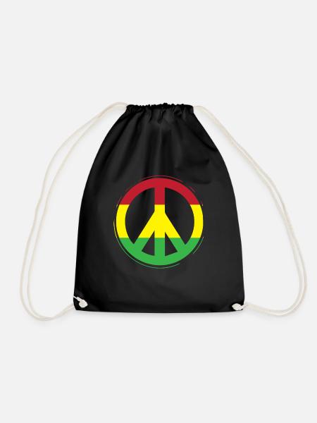 Peace Reggae Frieden Jah Geschenk - Turnbeutel - Schwarz