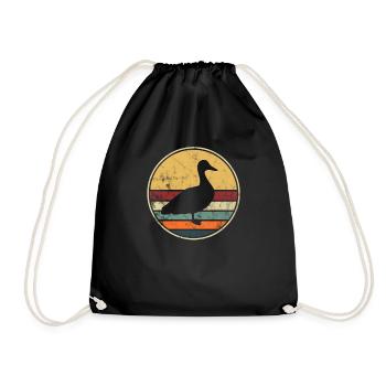 Duck Vintage Retro Distressed Look Ducks Poultry - Drawstring Bag - black - Front