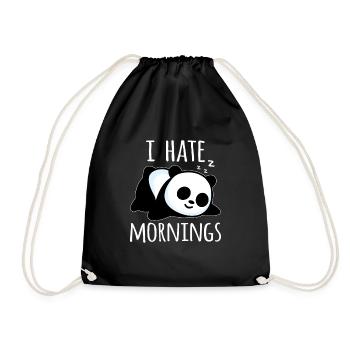 I hate Morning's funny panda bamboo sleepyhead - Drawstring Bag - black - Front