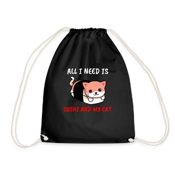 Sushi und mein japanisches Kätzchen der Katze vorhanden - Turnbeutel - Schwarz - Vorne
