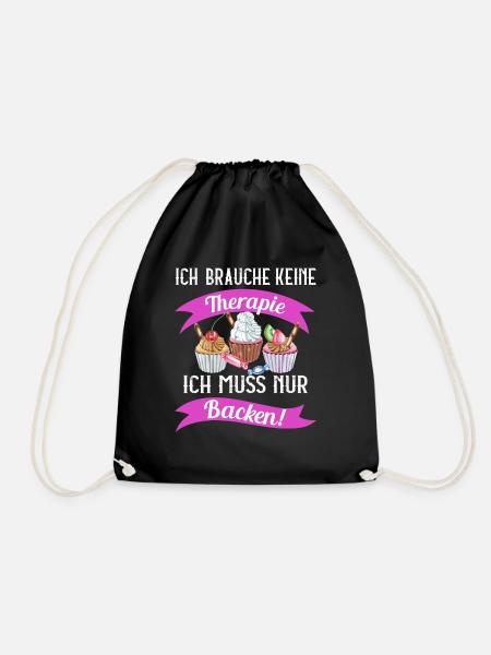 Ich brauche keine Thearpie ich muss nur Backen - Turnbeutel - Schwarz