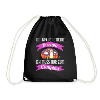 I don't need therapy I just need camping - Drawstring Bag - black - Front