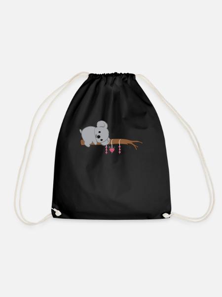 Koala - Koala Bear - Koalafan - Koala Bear - Hearts - Drawstring Bag - black