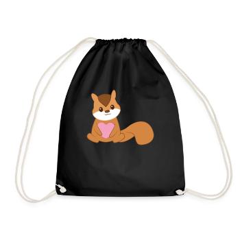 Écureuils rayés - Saint Valentin - Cœur - Sac de sport léger - noir - Devant