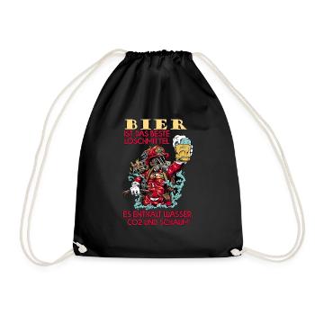 Freiwillige Feuerwehr Feuerwehrmann Bier Geschenk - Turnbeutel - Schwarz - Vorne