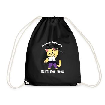 Freddie Purrcury Don't Stop Meow Lustiges Geschenk - Turnbeutel - Schwarz - Vorne