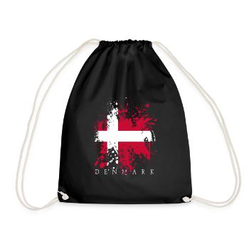 Denmark Dänemark Dansk kopenhagen Flagge Fahne - Turnbeutel - Schwarz - Vorne